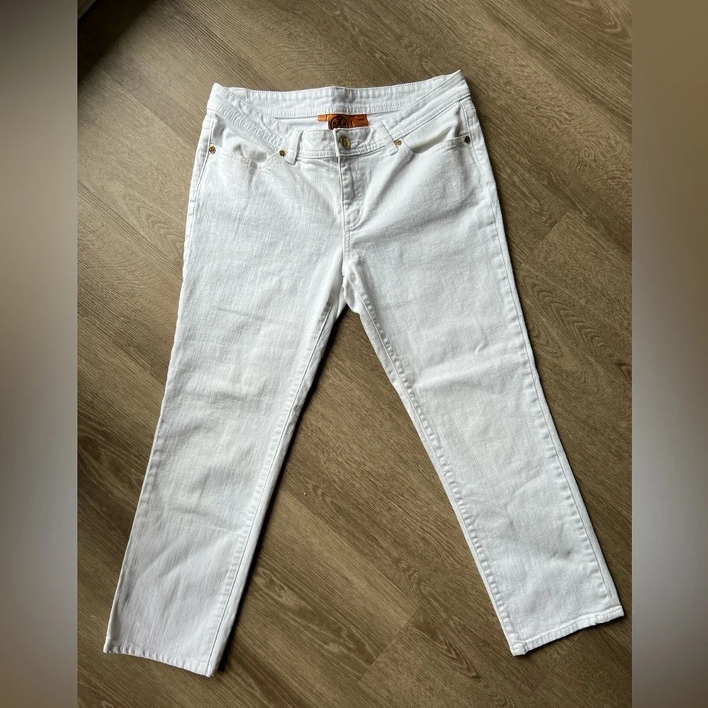 Tory Burch White High Rise Straight Leg Ankle Jeans Size 30 - Picture 3 of 8